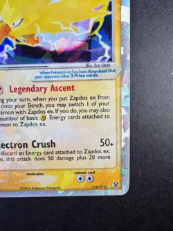 2004 POKEMON EX FIRERED & LEAFGREEN 116/112 ZAPDOS EX HOLO SECRET RARE TCG - Image 5