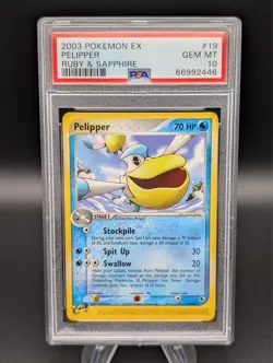 2003 POKEMON EX RUBY & SAPPHIRE #19 PELIPPER PSA 10 (POP 7) - Image 1
