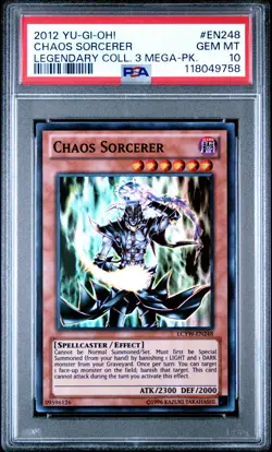2012 YU-GI-OH! LEGEND COLL 3 MEGA-PACK #EN248 CHAOS SORCERER PSA 10 - Image 1