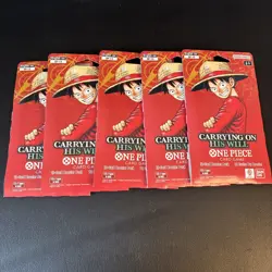 5x ENGLISH One Piece CCG: Carrying On His Will - Sleeved Booster Pack lot OP-13 - Image 1