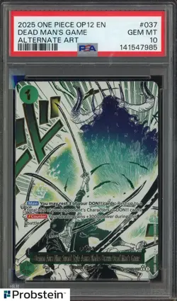 2025 One Piece OP12 EN Alternate Art #037 Dead Man's Game PSA 10 GEM MINT - Image 1