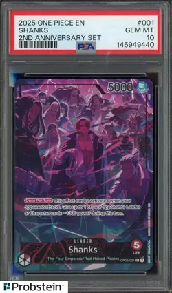 2025 One Piece EN 2nd Anniversary Set #001 Shanks PSA 10 GEM MINT - Image 1