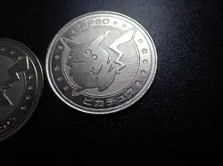 Pokemon Card Meiji Promo Battle Coin Silver Pikachu x2 #6238 PLAY - Image 5