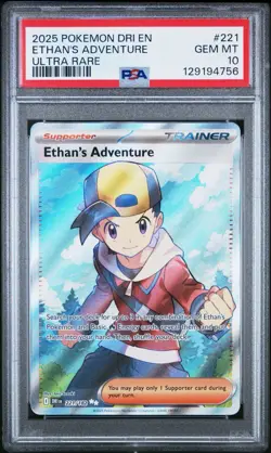 Pokemon TCG Destined Rivals Ethan's Adventure Ultra Rare Card 221/182 PSA 10 - Image 1