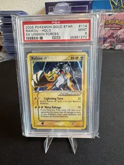 Pokemon Raikou Gold Star Holo Card 114/115 EX Unseen Forces PSA 9 - Image 1