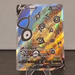 Pokemon TCG Unown V Full Art Holo Ultra Rare 177/195 Silver Tempest Basic NM - Image 1