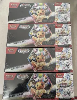 (4) Sam’s Club Pokemon Prismatic Evolutions Surprise Box & Booster Bundle SEALED - Image 1