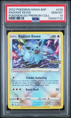 7732 Radiant Eevee 2022 Pokemon Sword & Shield Go Premium Promo #SWSH230 PSA 10 - Image 1