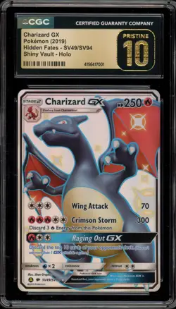 Pokemon Charizard GX Hidden Fates Full Art #SV49 CGC 10 Pristine - Image 1
