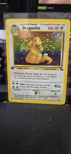 Pokemon TCG Dragonite Fossil 19/62 Holo Unlimited Rare 1st Edition - Image 1