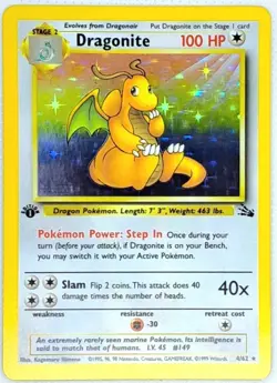Pokemon TCG Dragonite Fossil 19/62 Holo Unlimited Rare 1st Edition - Image 3
