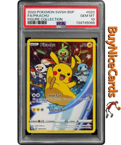 2020 Pikachu Pokemon Black Star Promo Full Art Figure Collection #020 PSA 10 - Image 1