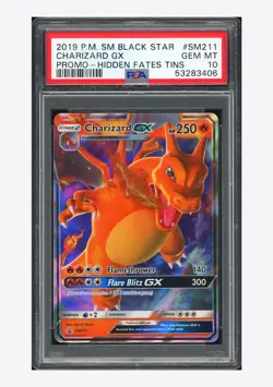 Pokemon PSA 10 Charizard GX Promo 2019 SM211 Hidden Fates Tins English - Image 1