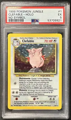 Clefable No Symbol Holo 1999 Pokemon Jungle 1/64 PSA 5 - Image 1