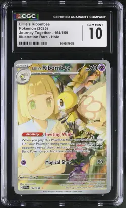CGC 10 Lillie's Ribombee 164/159 Pokemon Journey Together Illustration Rare Alt - Image 1