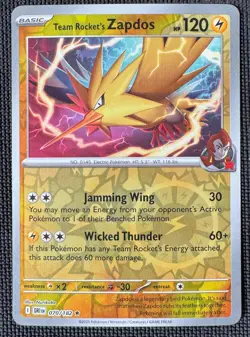 TEAM ROCKET'S ZAPDOS 070/182 RARE DESTINED RIVALS POKEMON REVERSE HOLO NM - Image 1