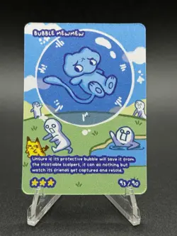 Pokedoodles Bubble Mewmew 93/90 - Secret Rare - Pokemon Bubble Mew Fan Art - Image 2