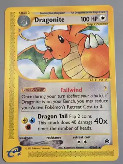 Pokemon Expedition Base Set # 43/165 non-holo DRAGONITE...never played - Image 1