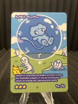 Bubble Mewmew (Mew) 93/90 - Set Hit Holo - Pokedoodles Set 1 Fan Art - Pokemon - Image 1