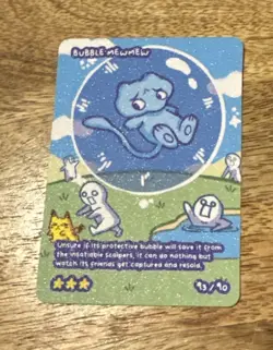 Pokedoodles Bubble Mewmew 93/90 - Secret Rare - Pokemon Bubble Mew Fan Art - Image 1