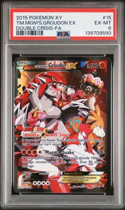 139709590 Team Magma's Groudon EX 2015 Pokemon XY Double Crisis #15 PSA 6 - Image 1