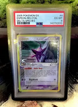 PSA 6 *NEW CERT* Espeon 4/113 Reverse Holo Stamped Pokemon 2005 EX Delta Species - Image 1