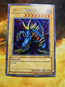 Tri-Horned Dragon LOB-000 NM SECRET RARE The Legend of Blue Eyes Yugioh - Image 4