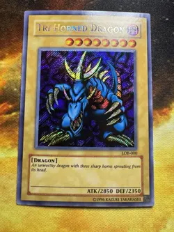 Tri-Horned Dragon LOB-000 NM SECRET RARE The Legend of Blue Eyes Yugioh - Image 5