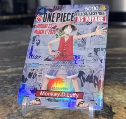 NCAA Bandai Namco One Piece CCG Monkey D. Luffy US Voyage Promo Full Art Holo C - Image 2