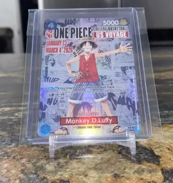 NCAA Bandai Namco One Piece CCG Monkey D. Luffy US Voyage Promo Full Art Holo C - Image 5