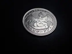 Pokemon Card Meiji Promo Metal Battle Coin Silver Charizard #6233 PLAY - Image 2