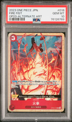 PSA10 One Piece Card Game Japanese Fire Fist Ace Alternate Art Parallel OP03-018 - Image 2