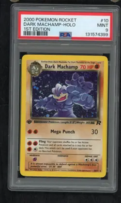 Pokemon Dark Machamp Team Rocket PSA 9 Card Mint 10/82 Holo Rare - Image 1