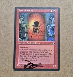 UNPLAYED NM LP Ambush Party SIGNED Mark Poole Homelands MTG MAGIC Ancestral EDH - Image 1