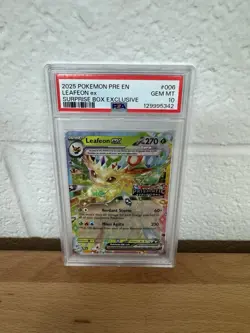 Leafeon ex #006/131 Prismatic Evolutions Surprise Box Stamped Promo - PSA 10 Gem - Image 1