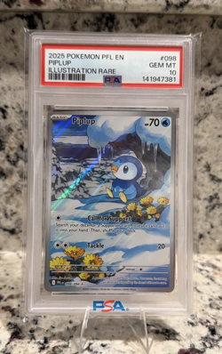 2025 POKEMON PFL EN-PHANTASMAL FLAMES ILLUSTRATION RARE #098 PIPLUP PSA 10 - Image 1