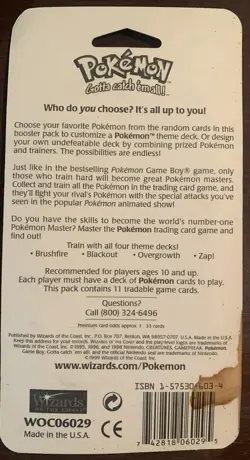 Pokemon Blister Pack 1999 Basic Booster with BLASTOISE on front - Image 2
