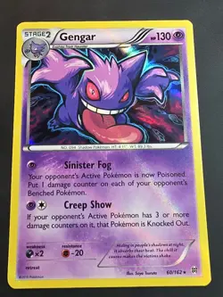 Pokemon Gengar 60/162 Holo Card - 2015 Set - Pokemon TCG Stage 2 English - Image 1
