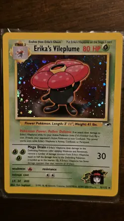 Pokemon TCG Erika's Vileplume 5/132 Gym Heroes Holo Swirl Rare 2000 - Image 1