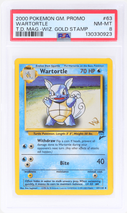 2000 Pokemon Promo Wartortle Td Magazine Wizards Gold Stamp #63 PSA 8 - Image 1