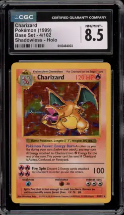 Pokemon Charizard Base Set Shadowless Holo Rare #4 CGC 8.5 - Image 1