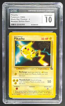 3220 Pikachu 1999 Pokemon Mewtwo Strikes Back Promo #4 CGC 10 - Image 1