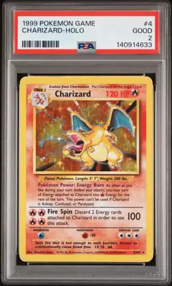 140914633 Charizard 1999 Pokemon Unlimited #4 Rare Holo PSA 2 - Image 1