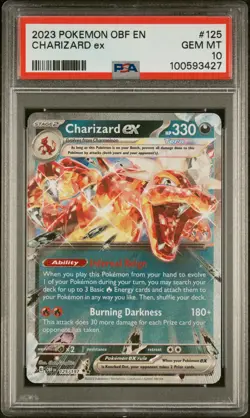 2023 Pokemon Obsidian Flames Charizard Ex #125 GEM MT PSA 10 Double Rare - Image 1