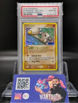 2005 POKEMON EX UNSEEN FORCES #25 HITMONLEE-REVERSE FOIL PSA 10 - Image 1