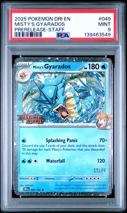 Misty's Gyarados 2025 Pokemon Destined Rivals #049 Staff Prerelease Promo PSA 9 - Image 1