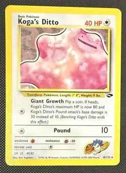 LP Pokemon TCG Koga's Ditto Gym Challenge 10/132 Holo Rare 40 HP English Card - Image 1