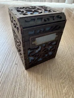 MTG Commander Deck Box Wooden Blue Carved Magic - Image 1