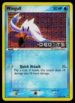 Pokemon Card - Wingull Deoxys 81/107 Common Reverse Holo Stamped - Image 1