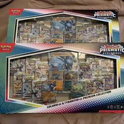 Pokemon Prismatic Evolutions Lucario Ex & Tyranitar Ex Premium Collection X2 - Image 2
